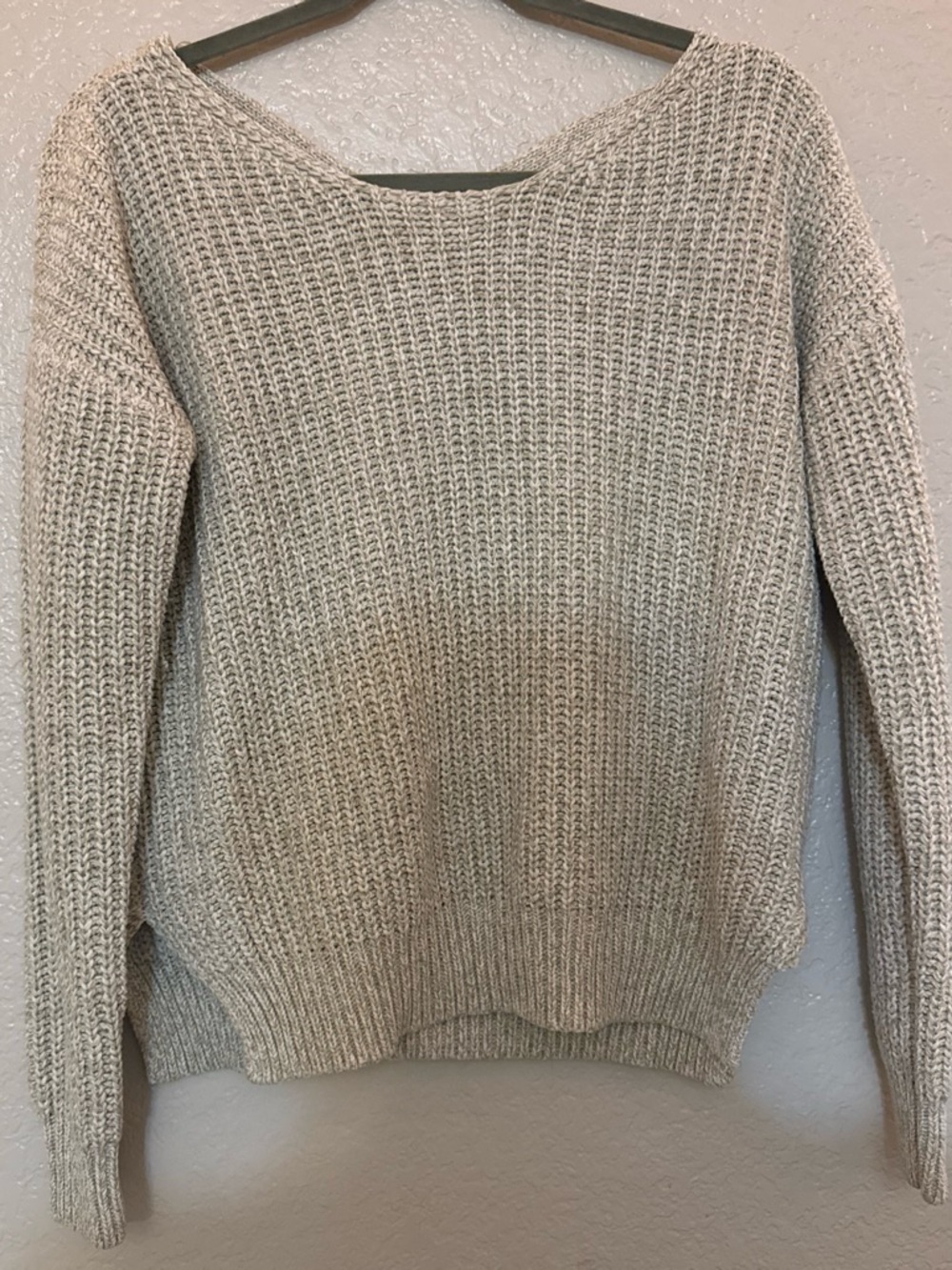 Sparkle & Fade Chunky Scoop Neck Cream Knit Sweater